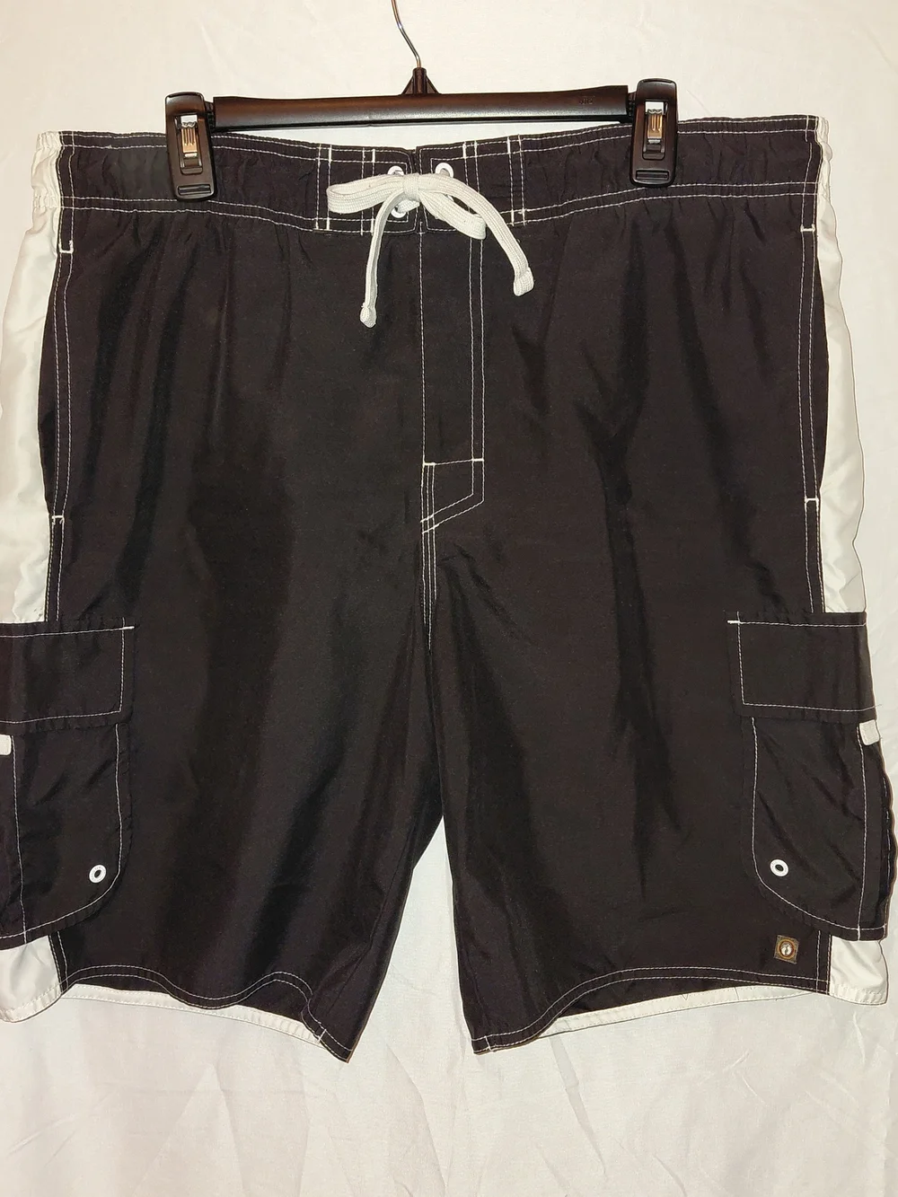 Hang Ten Black and White Men’s Swim Board Shorts #2192